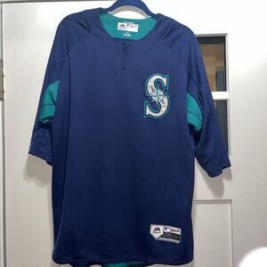 MAJESTIC AUTHENTIC COLLECTION SEATTLE MARINERS LARGE COOL BASE JERSEY TYPE SHIRT